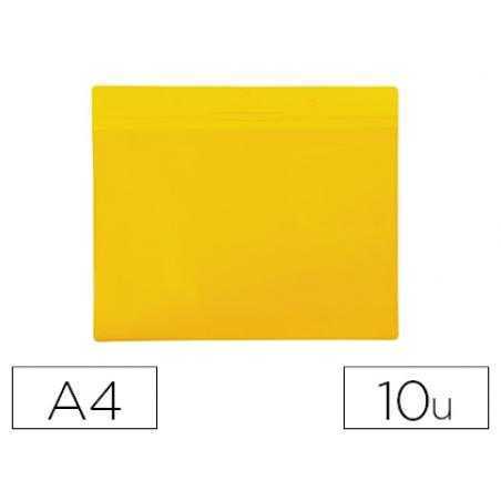 Funda tarifold magnética din a4 horizontal identificacion palets y estanterías amarillo pack de 10 unidades