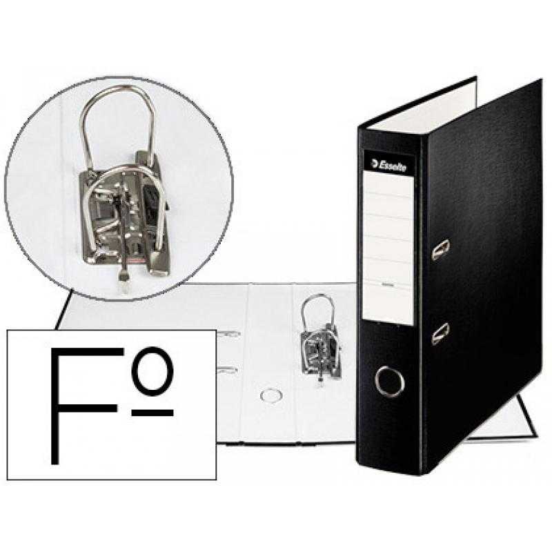 Archivador de palanca esselte carton forrado pvc folio lomo de 75 mm con rado negro