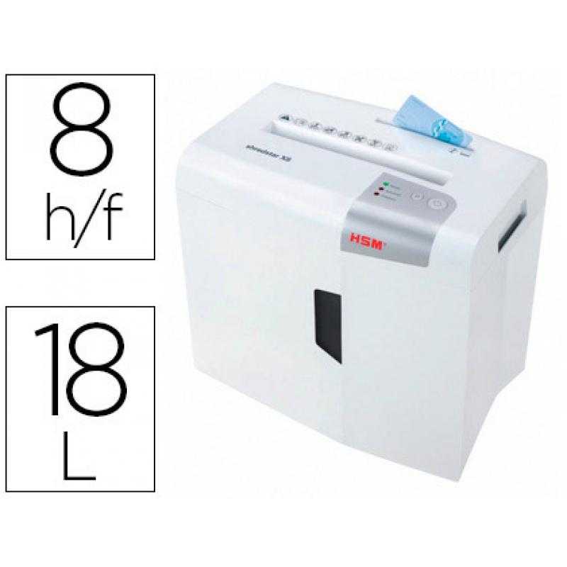 Destructora de documentos hsm shredstar x8 capacidad de corte 8 h en particulas destruye grapas clips cd y tarjetas