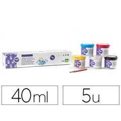Tempera liderpapel escolar 40 ml caja 5 colores surtidos + pincel