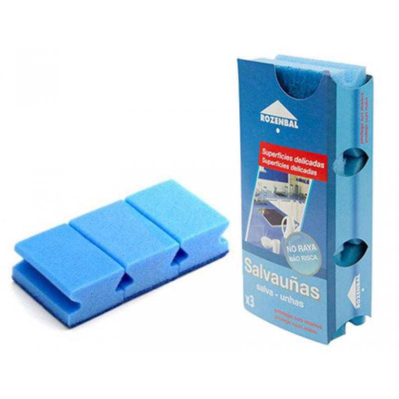 Estropajo salvauñas azul bicapa pack de 3 unidades