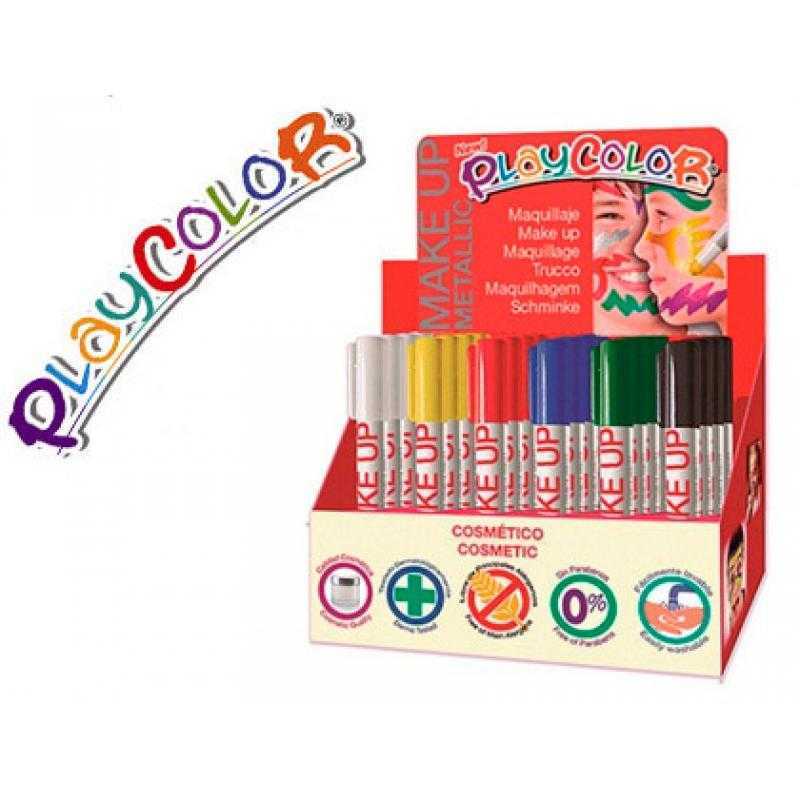 Barra de maquillaje playcolor make up metallic expositor de 24 unidades colores surtidos