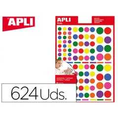Gomets apli autoadhesivo circulo multicolor blister de 6 hojas