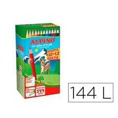 Lápices de colores alpino school pack de 132 + 12 unidades obsequio colores surtidos