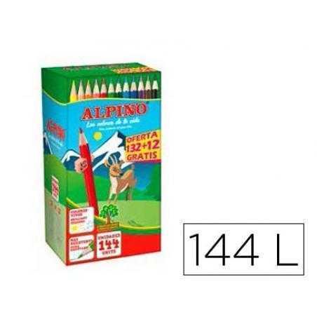 Lápices de colores alpino school pack de 132 + 12 unidades obsequio colores surtidos