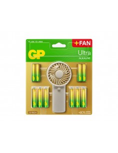 Pila gp ultra alcalina blister de 12 unidades aa + 12 unidades aaa + ventilador de mano