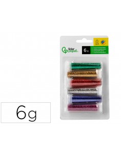 Purpurina liderpapel biodegradable fantasia bote de 6 gr colores metalicos surtidos blister de 6