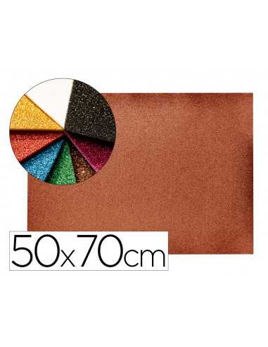 Goma eva con purpurina biodegradable liderpapel 50x70cm 60g/m2 espesor 2 mm marron