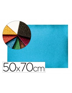 Goma eva con purpurina biodegradable liderpapel 50x70cm 60g/m2 espesor 2 mm azul claro