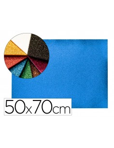 Goma eva con purpurina biodegradable liderpapel 50x70cm 60g/m2 espesor 2 mm azul oscuro