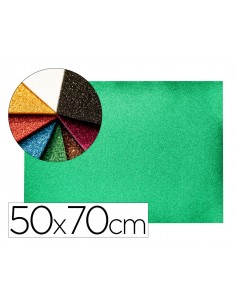 Goma eva con purpurina biodegradable liderpapel 50x70cm 60g/m2 espesor 2 mm verde