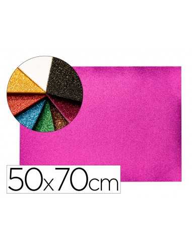 Goma eva con purpurina biodegradable liderpapel 50x70cm 60g/m2 espesor 2 mm violeta