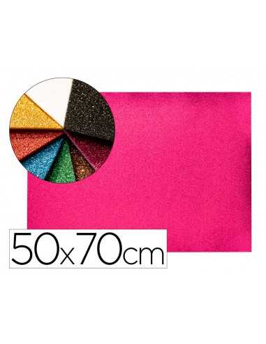 Goma eva con purpurina biodegradable liderpapel 50x70cm 60g/m2 espesor 2 mm rosa