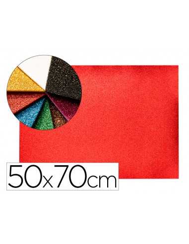 Goma eva con purpurina biodegradable liderpapel 50x70cm 60g/m2 espesor 2 mm rojo