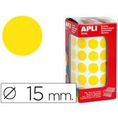 Gomets autoadhesivos circulares 15 mm amarillo en rollo con 2832 unidades