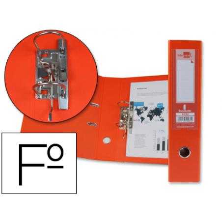 Archivador de palanca liderpapel folio documenta forrado pvc con rado lomo 75mm naranja con compresor