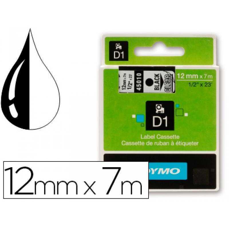 Cinta dymo negro transparente 12mm x7 mt d1