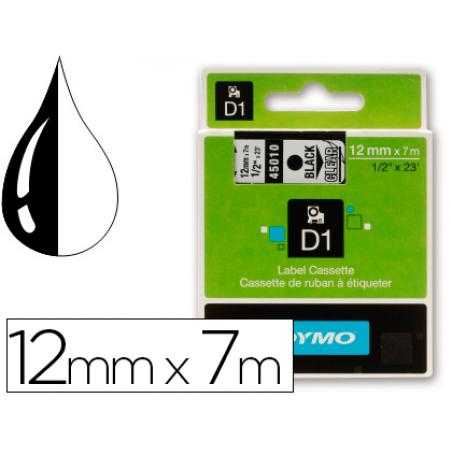 Cinta dymo negro transparente 12mm x7 mt d1