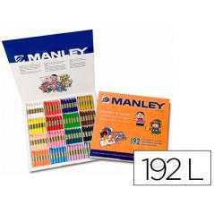 Lápices cera manley caja de 192 unidades 16 colores surtidos