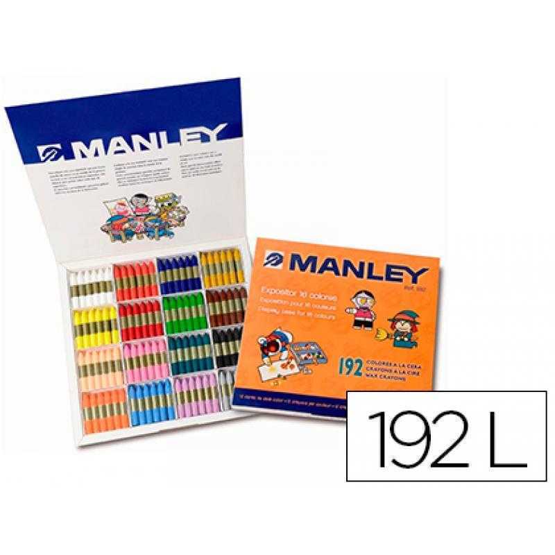 Lápices cera manley caja de 192 unidades 16 colores surtidos