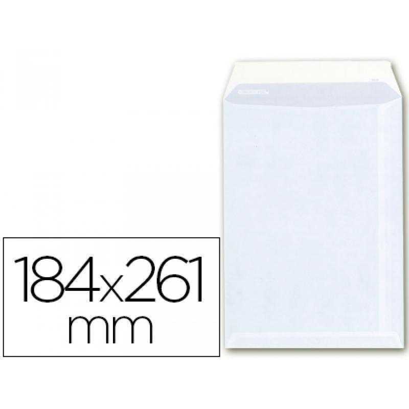 Sobre liderpapel bolsa a-6 offset blanco 100 gr 184x261 mm con tira de silicona caja de 250 unidades