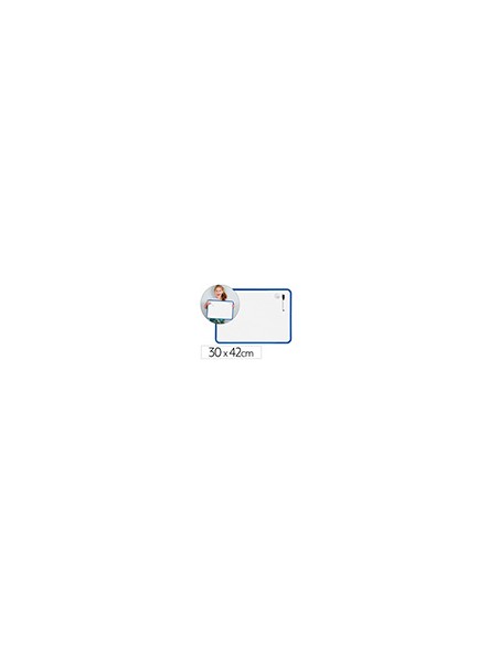 Pizarra blanca liderpapel 30x42 cm magnetica doble cara lisa con rotulador iman y borrador