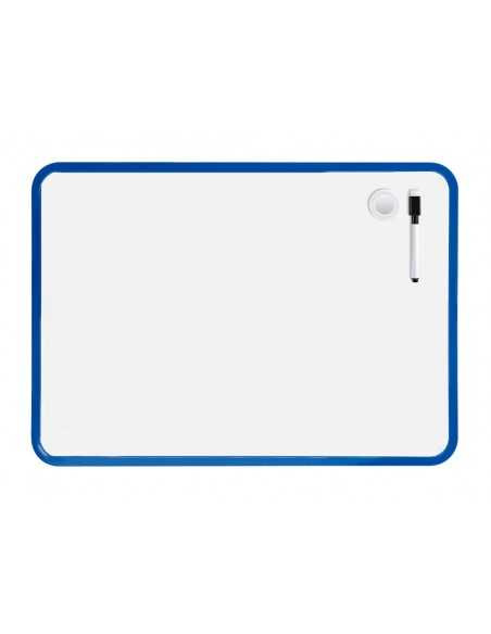 Pizarra blanca liderpapel 30x42 cm magnetica doble cara lisa con rotulador iman y borrador