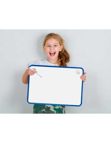 Pizarra blanca liderpapel 30x42 cm magnetica doble cara lisa con rotulador iman y borrador