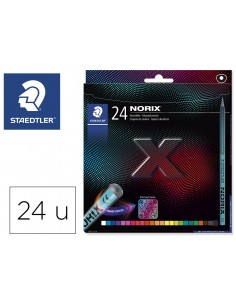 Lapices de colores staedtler norix con forma inteligente estuche de 24 unidades colores surtidos