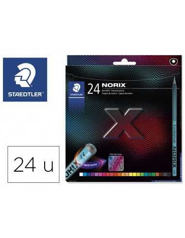 Lapices de colores staedtler norix con forma inteligente estuche de 24 unidades colores surtidos