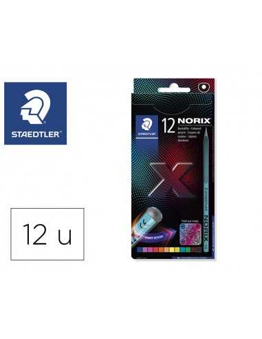 Lapices de colores staedtler norix con forma inteligente estuche de 12 unidades colores surtidos