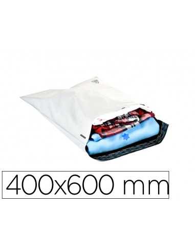 Sobre q-connect de plastico bolsa para envios 100% recicladas con autocierre color blanco 400x600 mm