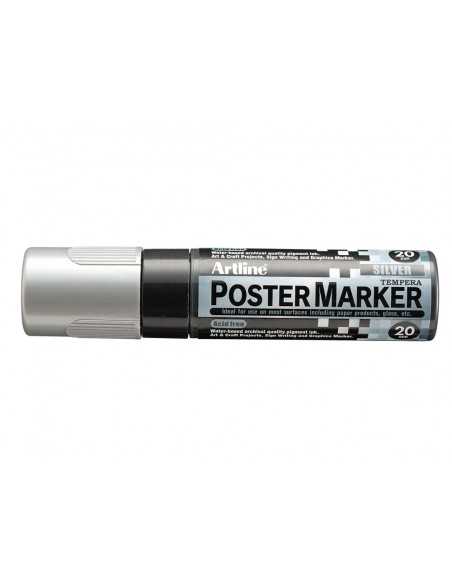 Rotulador artline poster marker epp-20 punta rectangular 20 mm color plata