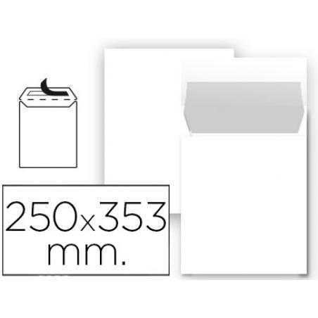 Sobre liderpapel bolsa n 10 blanco folio prolongado 250x353 mm tira de silicona paquete de 25 unidades