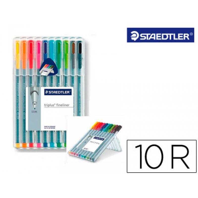 Rotulador staedtler triplus fineliner estuche 10 colores surtidos