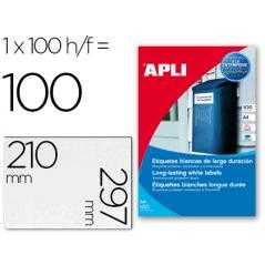 Etiquetas adhesivas apli 12121 tamaño 210x297 mm poliéster resistente a la interperie impresión láser
