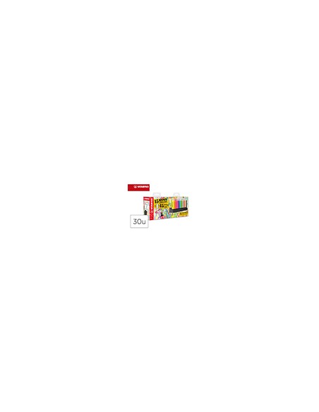 Rotulador stabilo fluorescente set de mesa 15 unidades boss 70 + 15 unidades swing cool colores surtidos