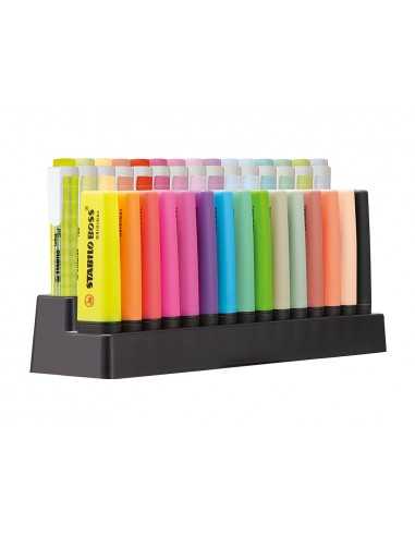Rotulador stabilo fluorescente set de mesa 15 unidades boss 70 + 15 unidades swing cool colores surtidos