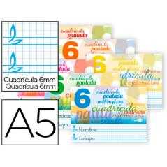 Libreta liderpapel pautaguia tapa cartoncillo 32 hojas din a5 70 g cuadriculado pautado 6 mm apaisado