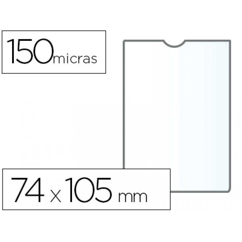 Funda portadocumento q-connect din a7 150 micras pvc transparente con uñero 84x115 mm