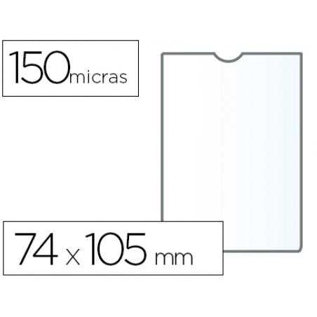 Funda portadocumento q-connect din a7 150 micras pvc transparente con uñero 84x115 mm