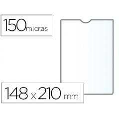 Funda portadocumento q-connect din a5 150 micras pvc transparente con uñero 148x210 mm