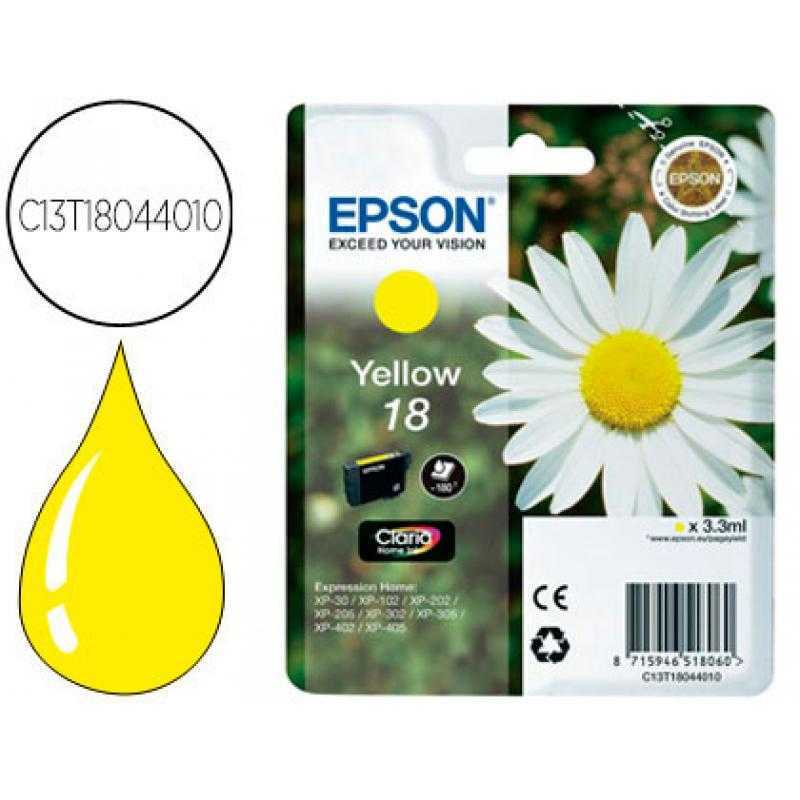 Ink-jet epson t18 amarillo expression home xp-102 xp-205 xp-305 xp-405 capaciidad 180 pag