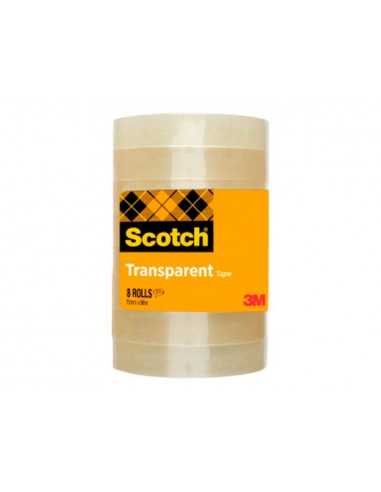 Cinta adhesiva scotch transparente 66 mt x 19 mm pack de 8 unidades