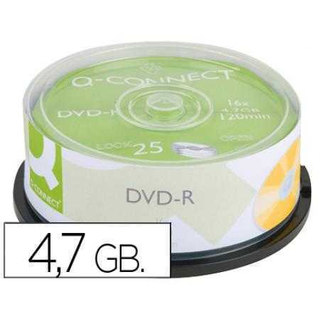 Dvd-r q-connect capacidad 4,7gb duracion 120min velocidad 16x bote de 25 unidades