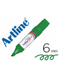 Rotulador artline marcador permanente ek-50 verde -punta biselada 6 mm -papel metal y cristal