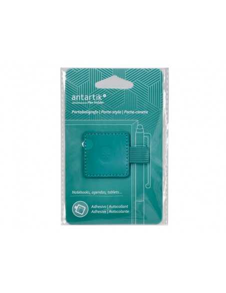 Portaboligrafo autoadhesivo antartik para cuaderno note con elastico hasta 15 mm grosor 80 mm verde aguamarina