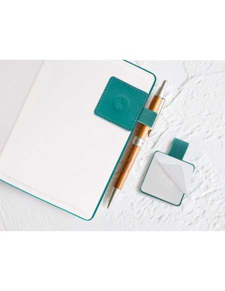 Portaboligrafo autoadhesivo antartik para cuaderno note con elastico hasta 15 mm grosor 80 mm verde aguamarina