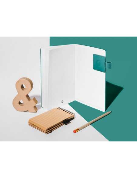 Portaboligrafo autoadhesivo antartik para cuaderno note con elastico hasta 15 mm grosor 80 mm verde aguamarina