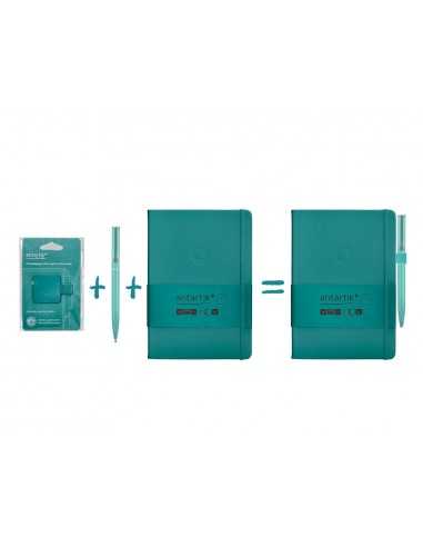 Portaboligrafo autoadhesivo antartik para cuaderno note con elastico hasta 15 mm grosor 80 mm verde aguamarina